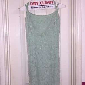 Blue/green beaded formal dress